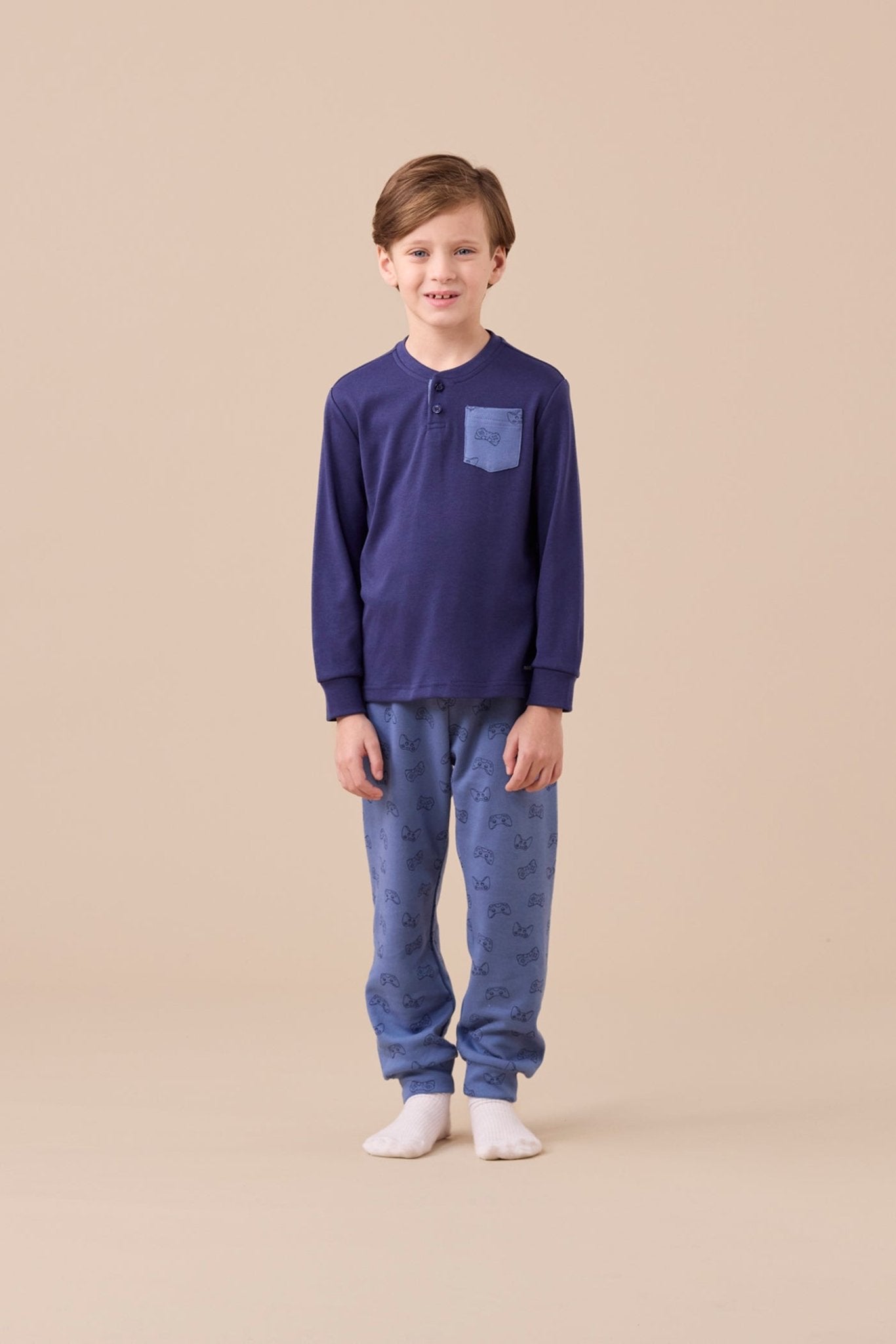 Pigiama Bambino Caldo Cotone Noi Di Notte FE2578 - Biancheria da sogno Pedata