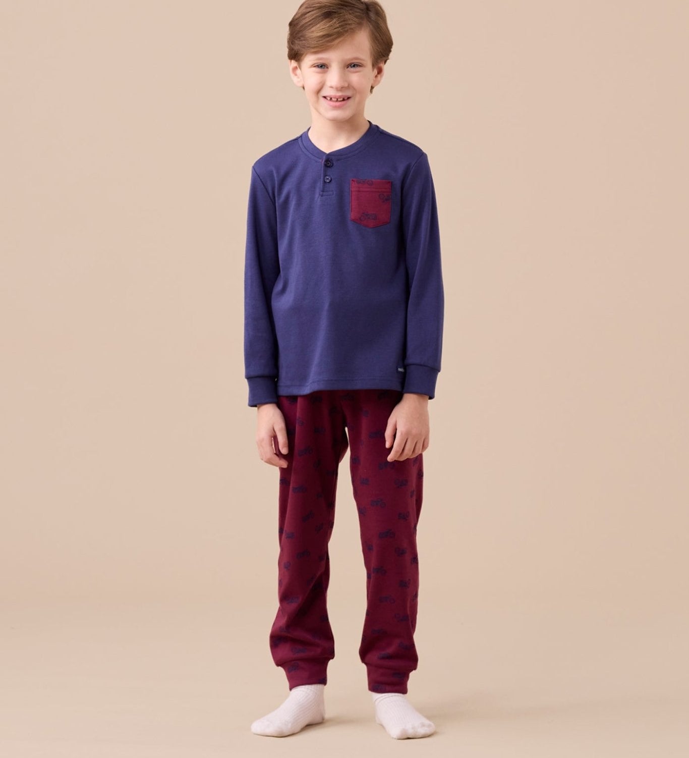 Pigiama Bambino Caldo Cotone Noi Di Notte FE2578 - Biancheria da sogno Pedata