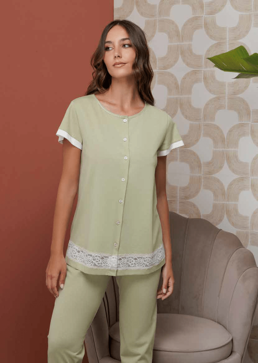 Pigiama Cotone Aperto Donna Andra M/M P/L 9921 - Biancheria da sogno Pedata