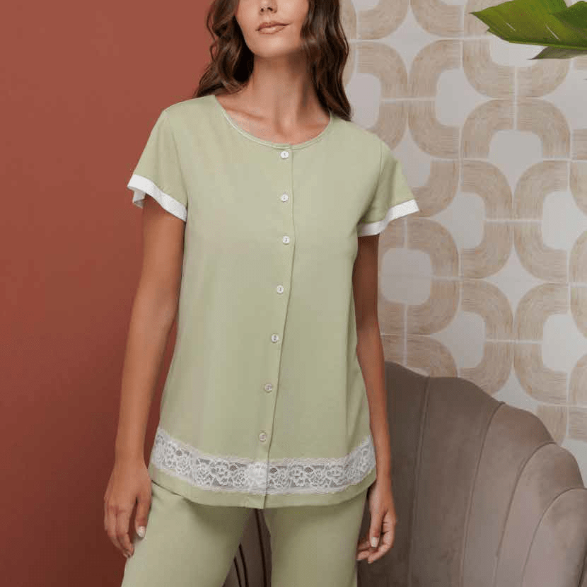 Pigiama Cotone Aperto Donna Andra M/M P/L 9921 - Biancheria da sogno Pedata