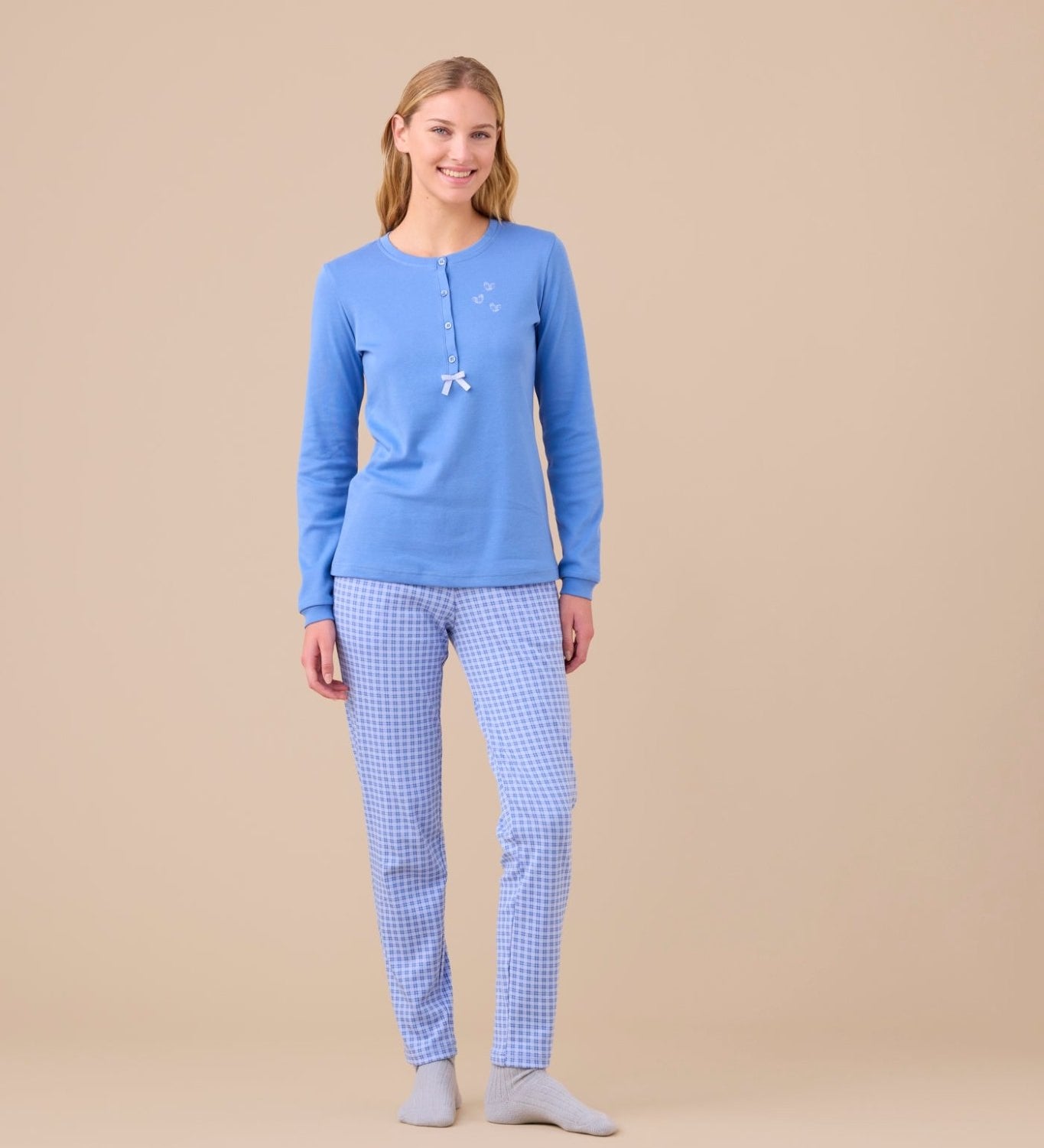 Pigiama Donna Caldo Cotone Felpato FA9273AS - Biancheria da sogno Pedata