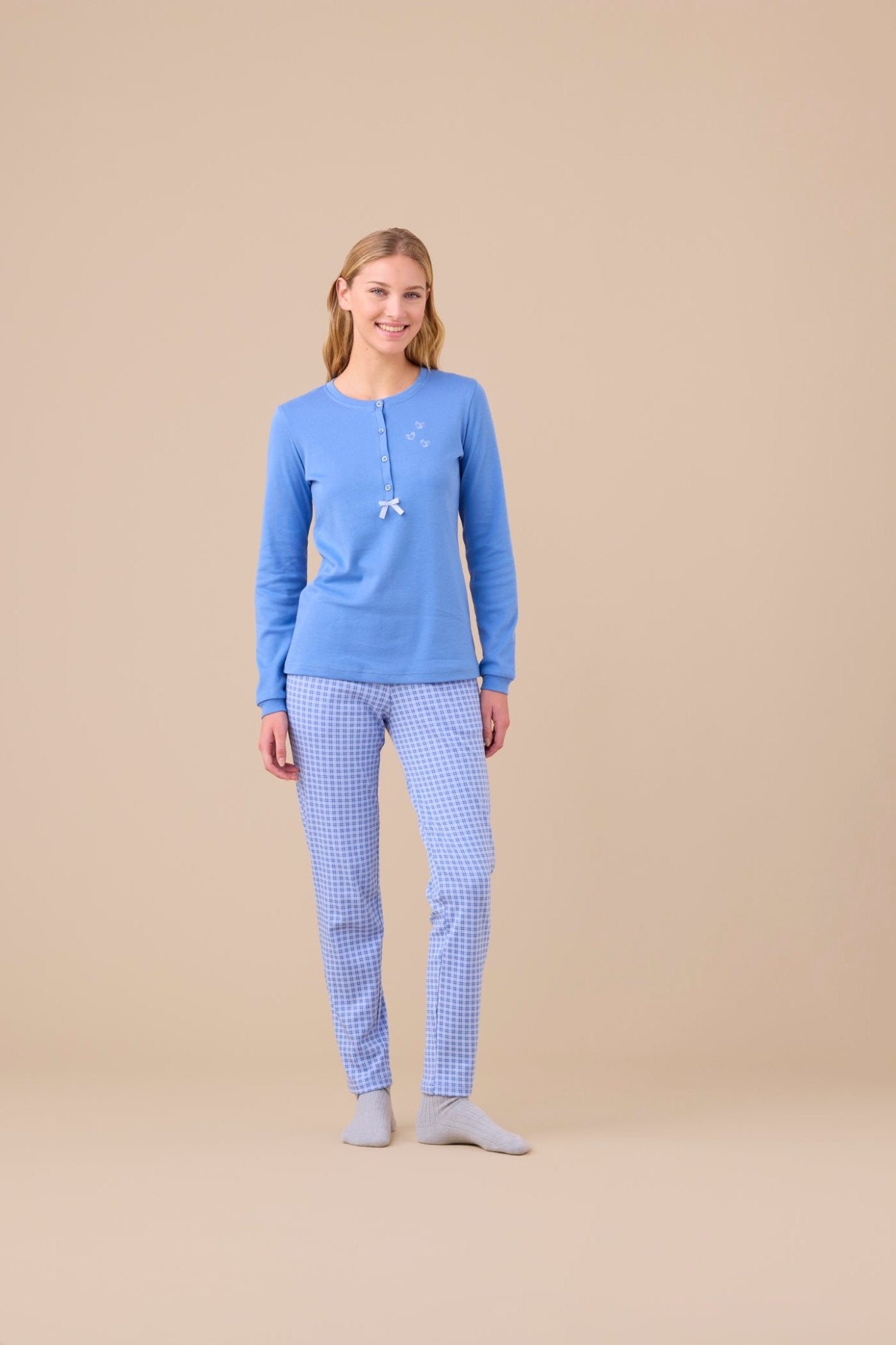 Pigiama Donna Caldo Cotone Felpato FA9273AS - Biancheria da sogno Pedata