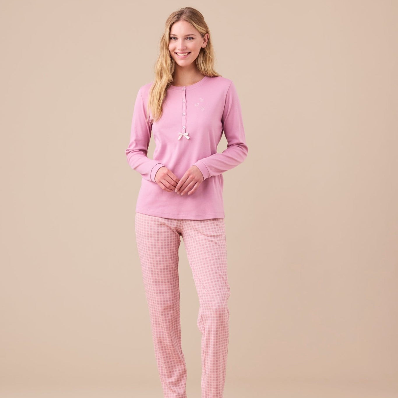Pigiama Donna Caldo Cotone Felpato FA9273AS - Biancheria da sogno Pedata