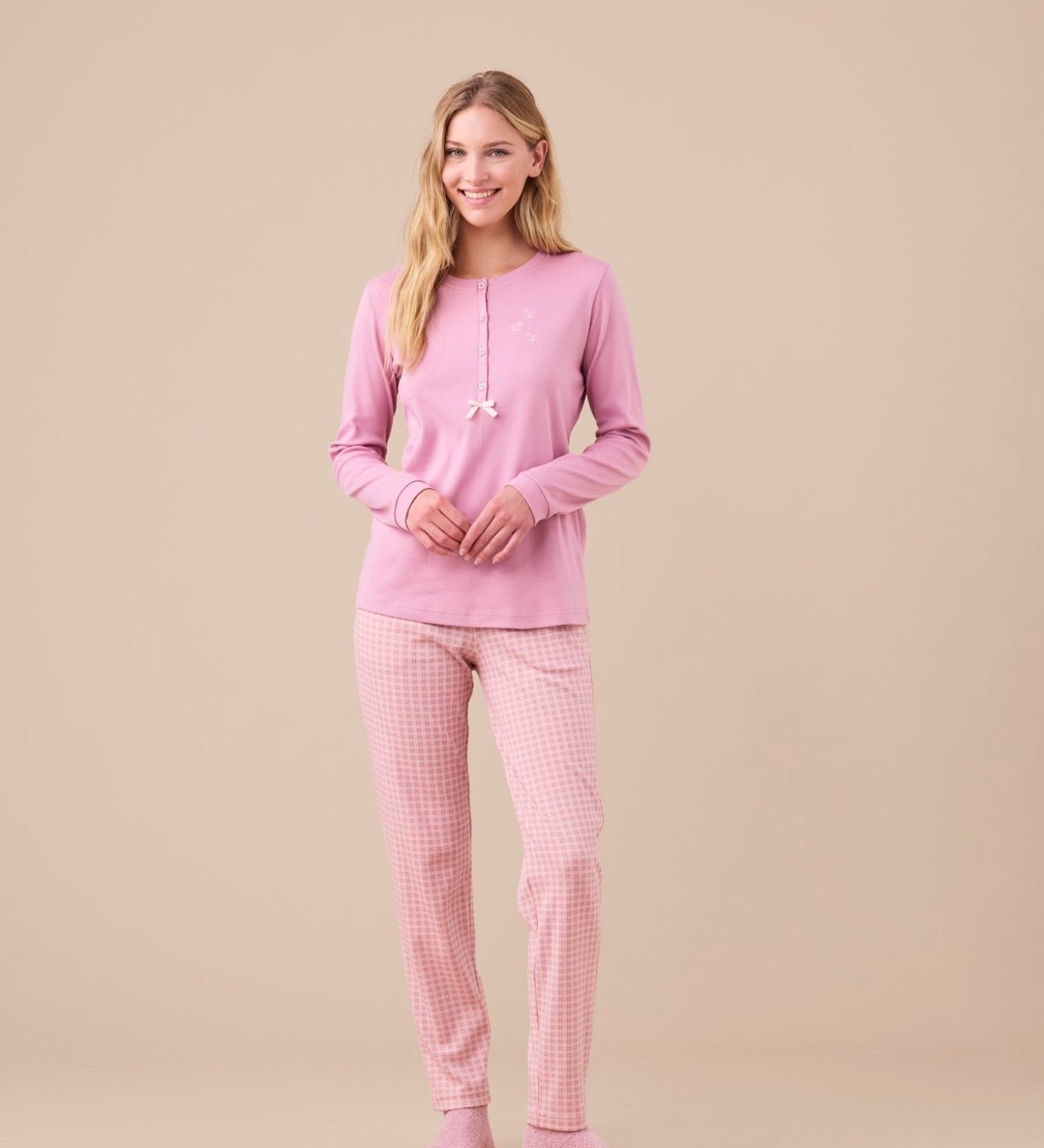 Pigiama Donna Caldo Cotone Felpato FA9273AS - Biancheria da sogno Pedata
