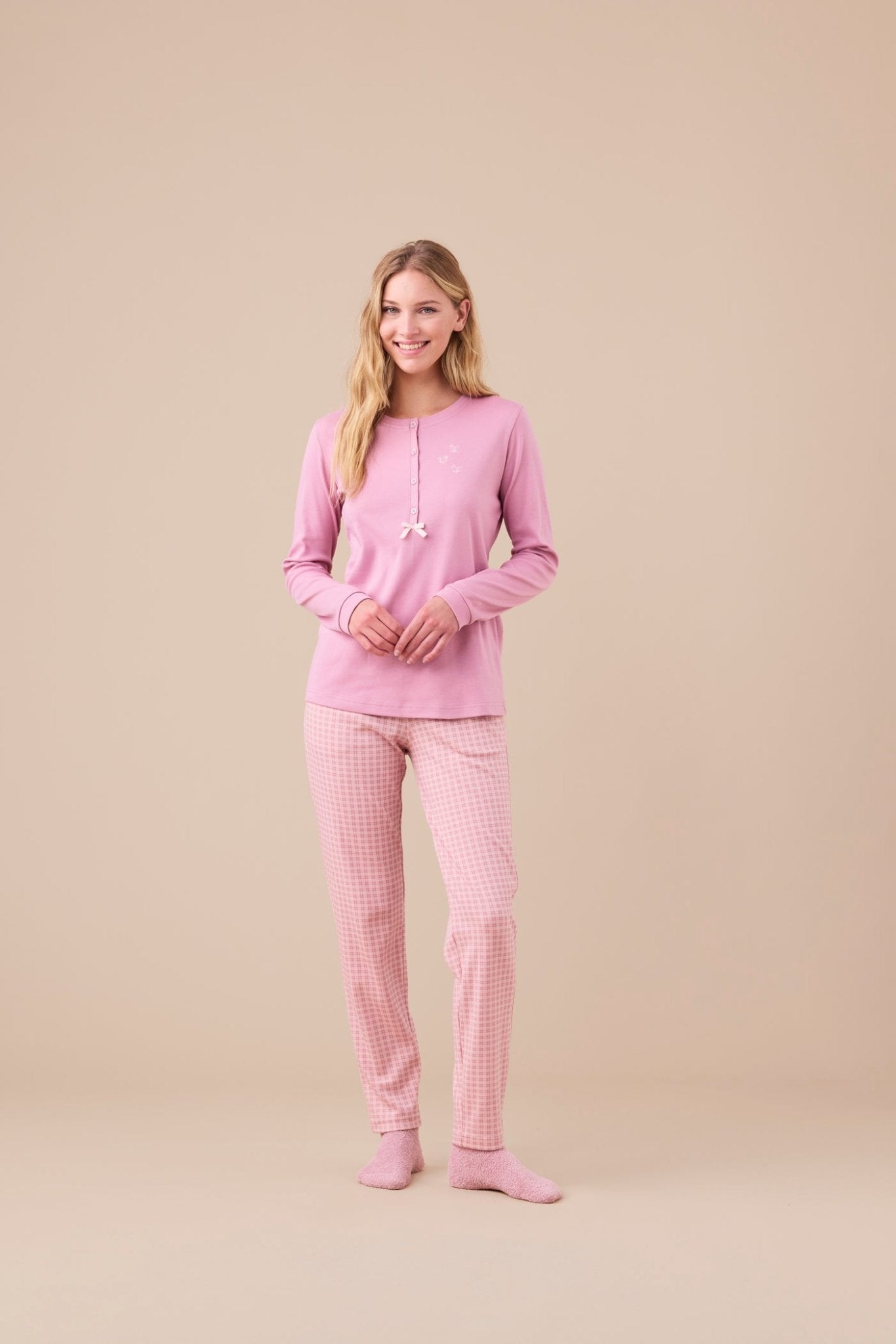 Pigiama Donna Caldo Cotone Felpato FA9273AS - Biancheria da sogno Pedata