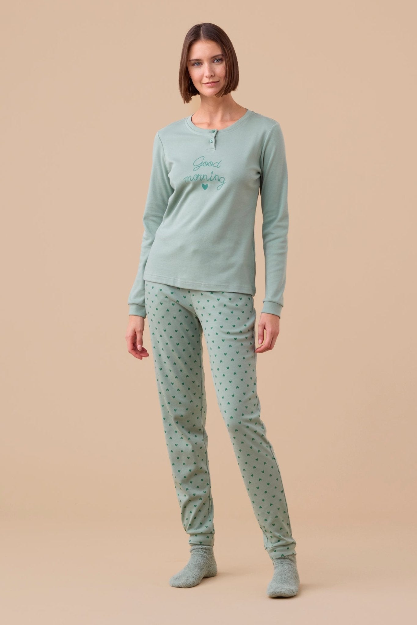 Pigiama Donna Caldo Cotone Noi di Notte FA9187AS - Biancheria da sogno Pedata