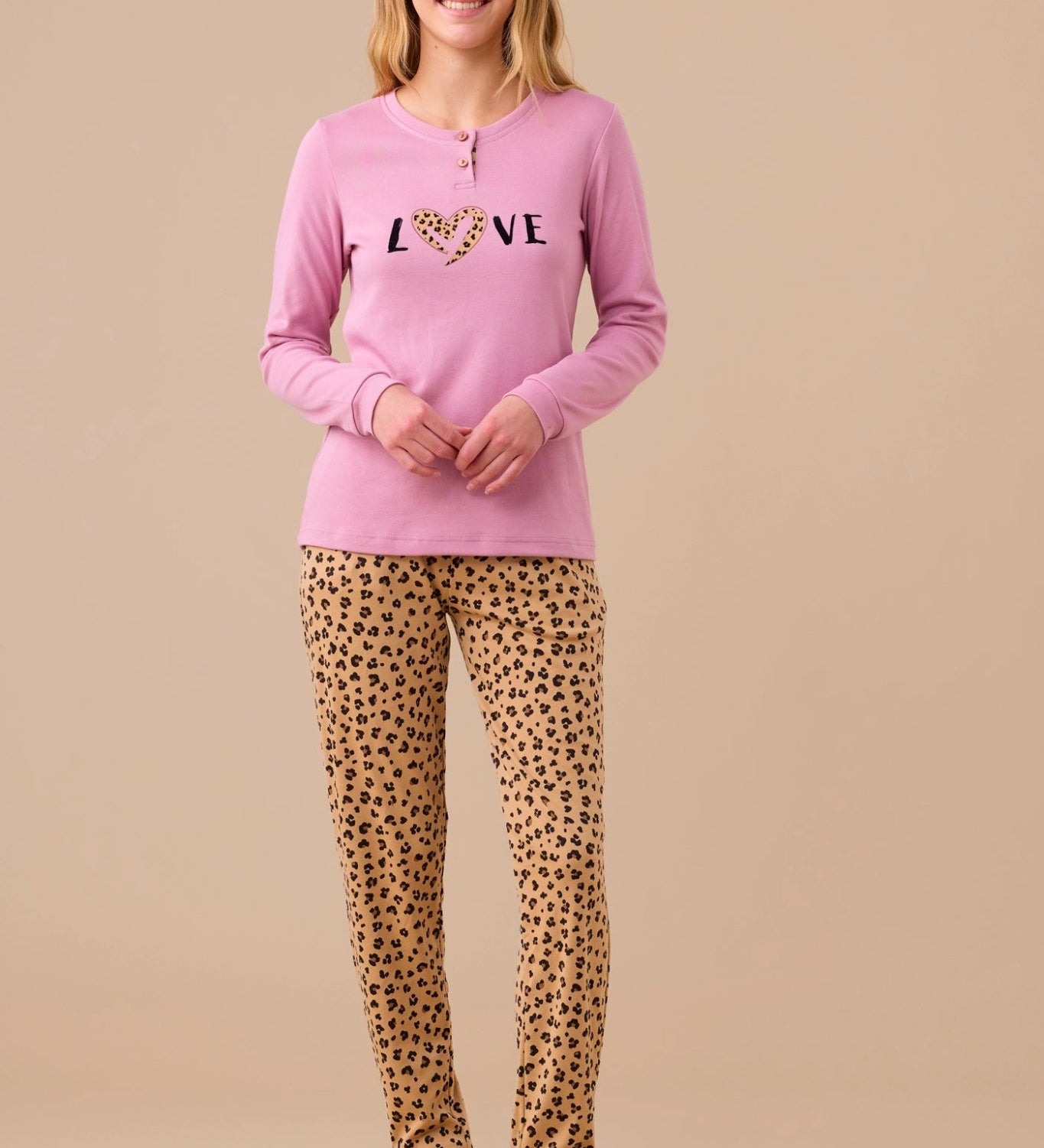 Pigiama Donna Caldo Cotone Noi di Notte FA9261AS - Biancheria da sogno Pedata