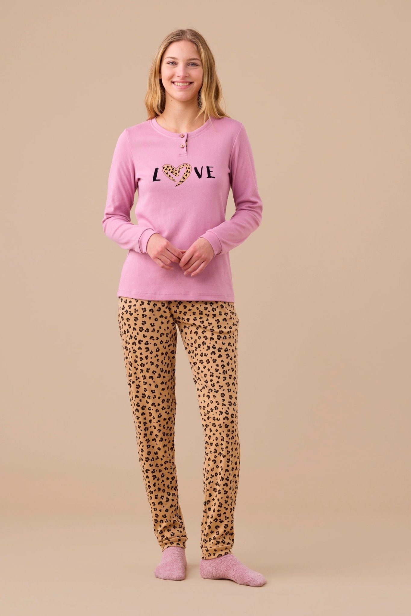 Pigiama Donna Caldo Cotone Noi di Notte FA9261AS - Biancheria da sogno Pedata