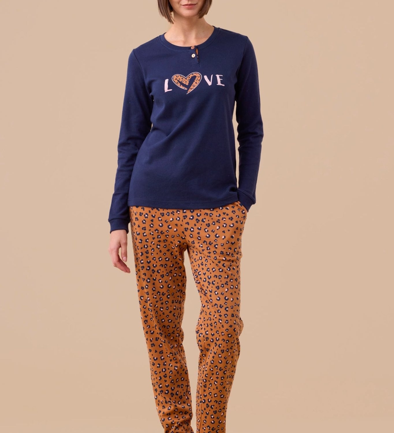 Pigiama Donna Caldo Cotone Noi di Notte FA9261AS - Biancheria da sogno Pedata