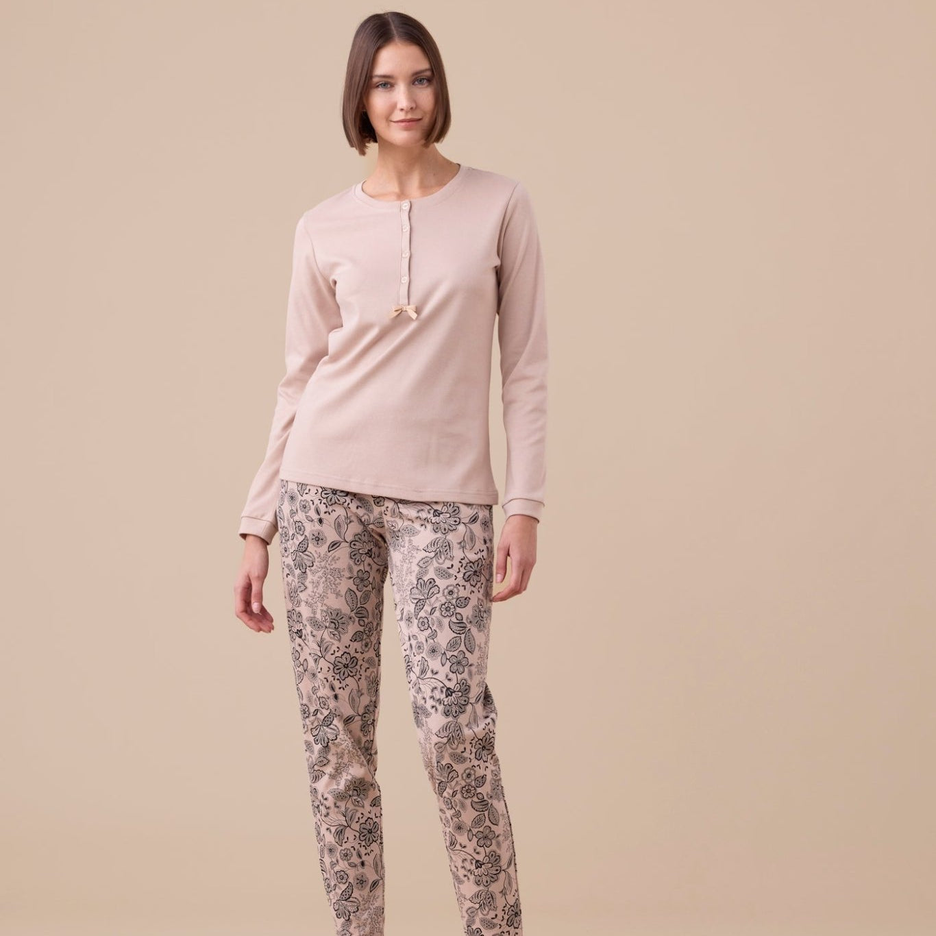 Pigiama Donna Caldo Cotone Noi di Notte FA9265AS - Biancheria da sogno Pedata