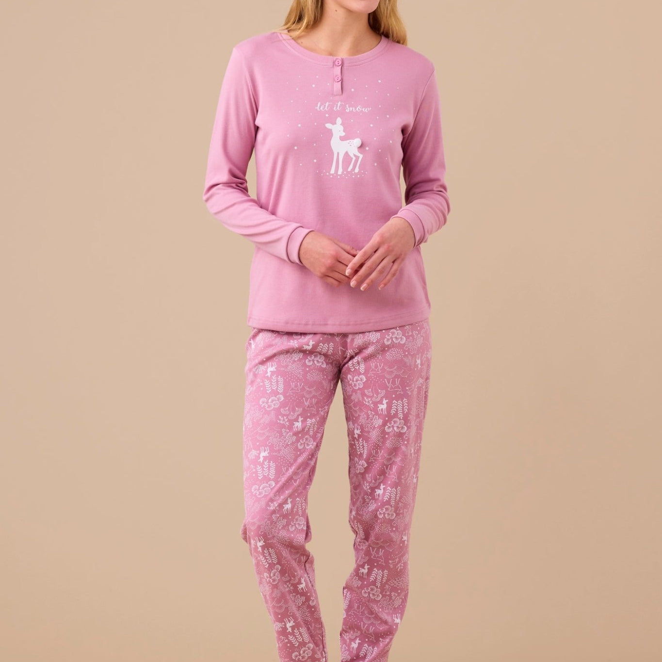 Pigiama Donna Caldo Cotone Noi di Notte FA9277AS - Biancheria da sogno Pedata
