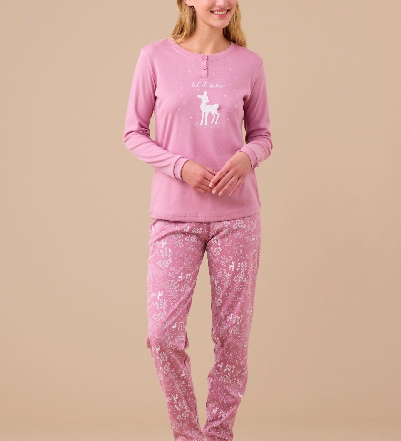 Pigiama Donna Caldo Cotone Noi di Notte FA9277AS - Biancheria da sogno Pedata