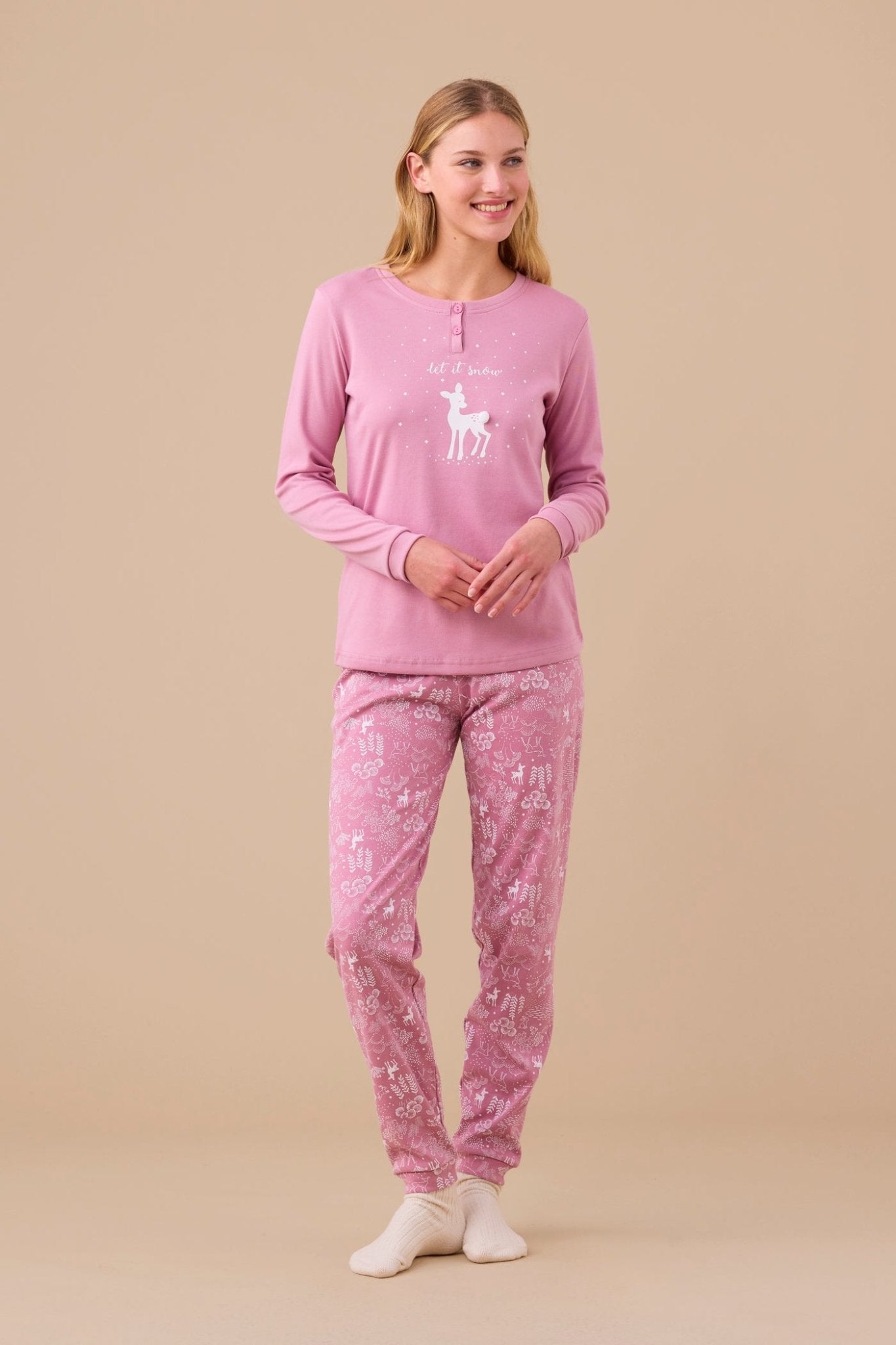 Pigiama Donna Caldo Cotone Noi di Notte FA9277AS - Biancheria da sogno Pedata