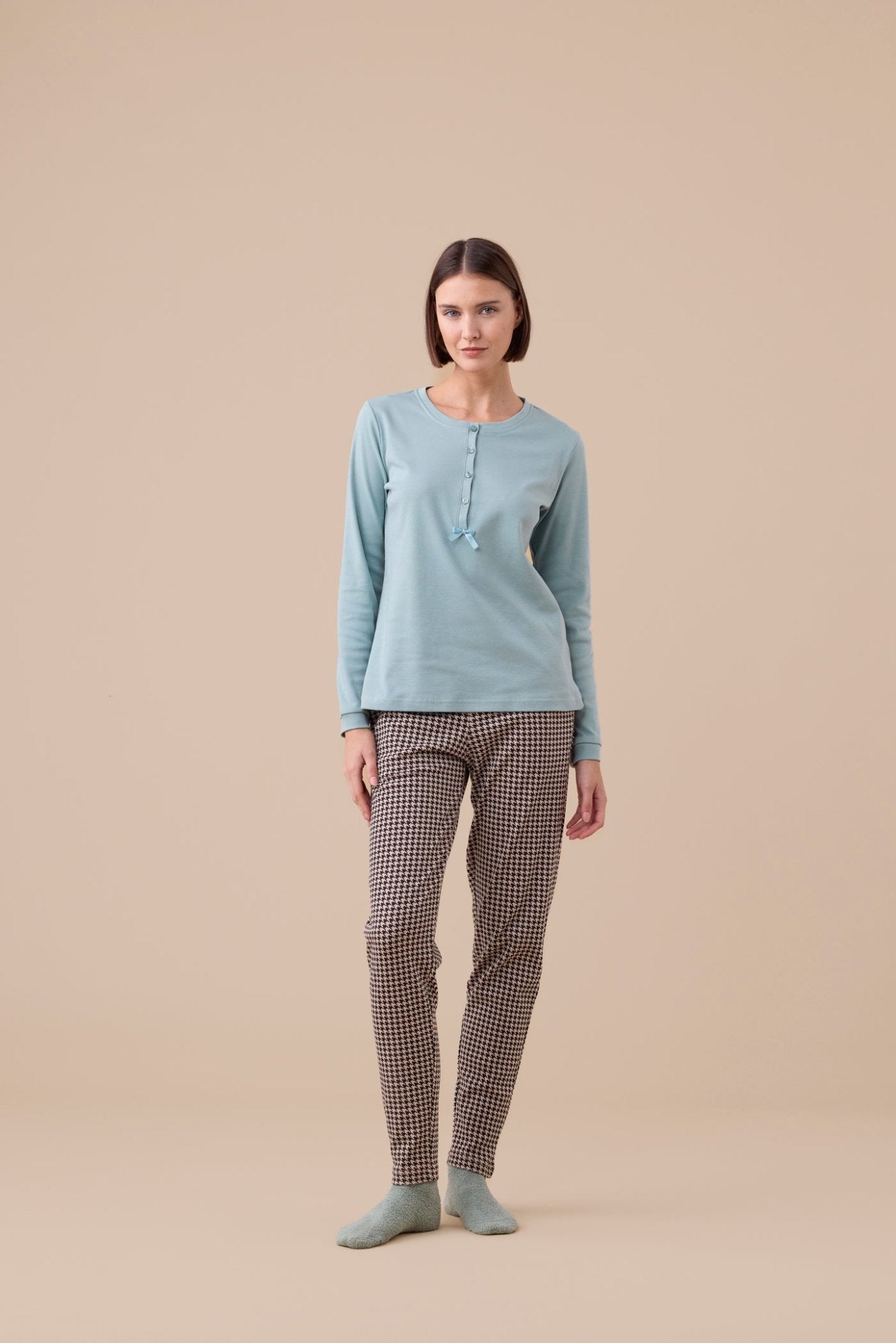 Pigiama Donna Caldo Cotone Noi di Notte FA9434AS - Biancheria da sogno Pedata