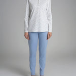 Pigiama Donna Caldo Cotone Serafino Lungo DR63N1 - Biancheria da sogno Pedata