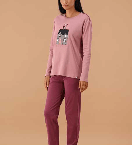 Pigiama Donna Girocollo Caldo Cotone MaryHome 6P85043 - Biancheria da sogno Pedata