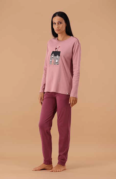 Pigiama Donna Girocollo Caldo Cotone MaryHome 6P85043 - Biancheria da sogno Pedata