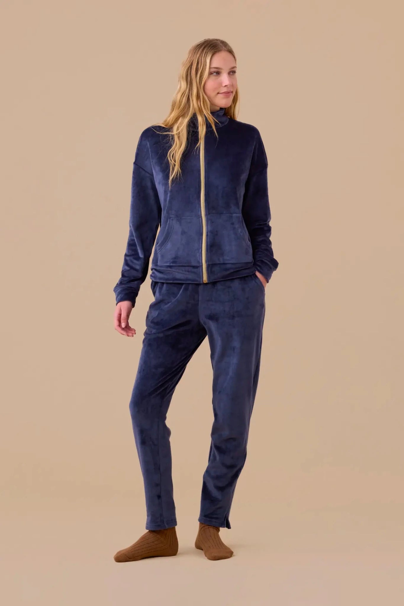 Pigiama Donna in Ciniglia con Zip Noi Di Notte FA9350 - Biancheria da sogno Pedata