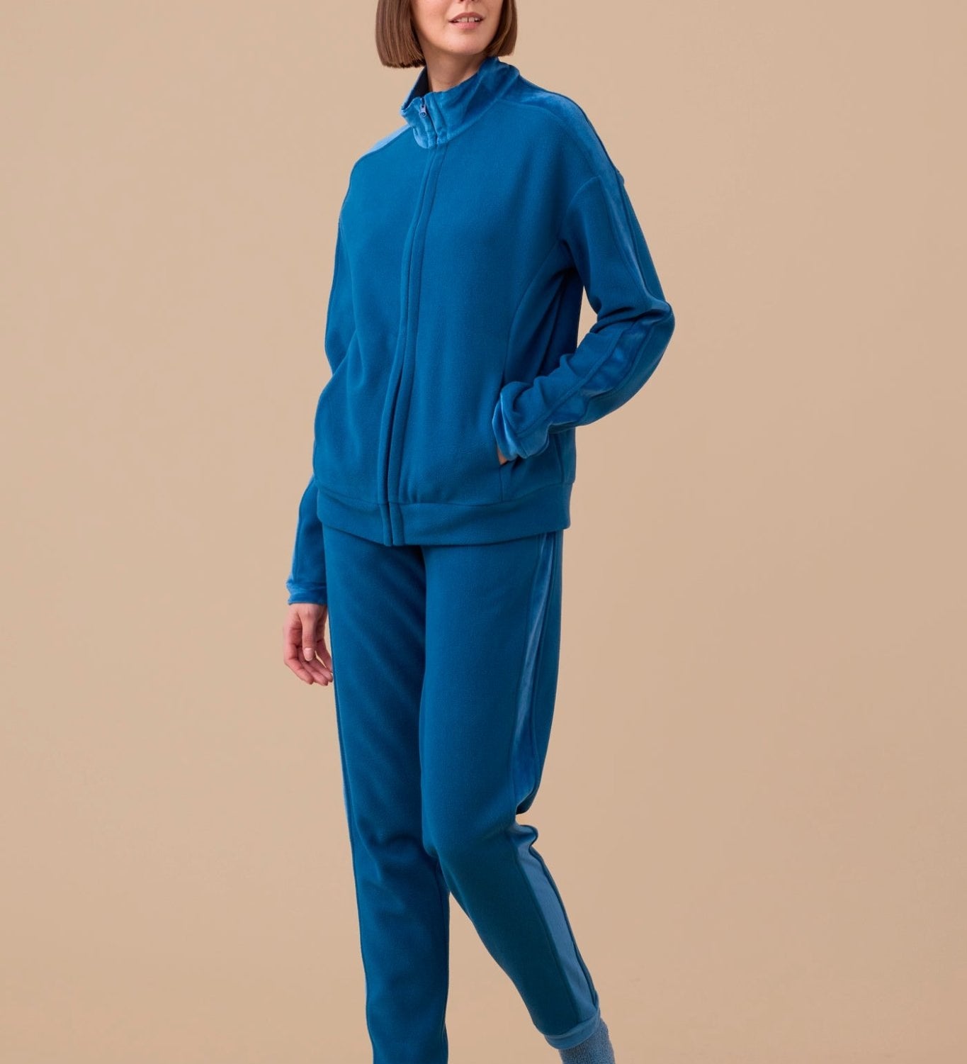 Pigiama Donna in Pile Con Zip Noi Di Notte FA9370 - Biancheria da sogno Pedata