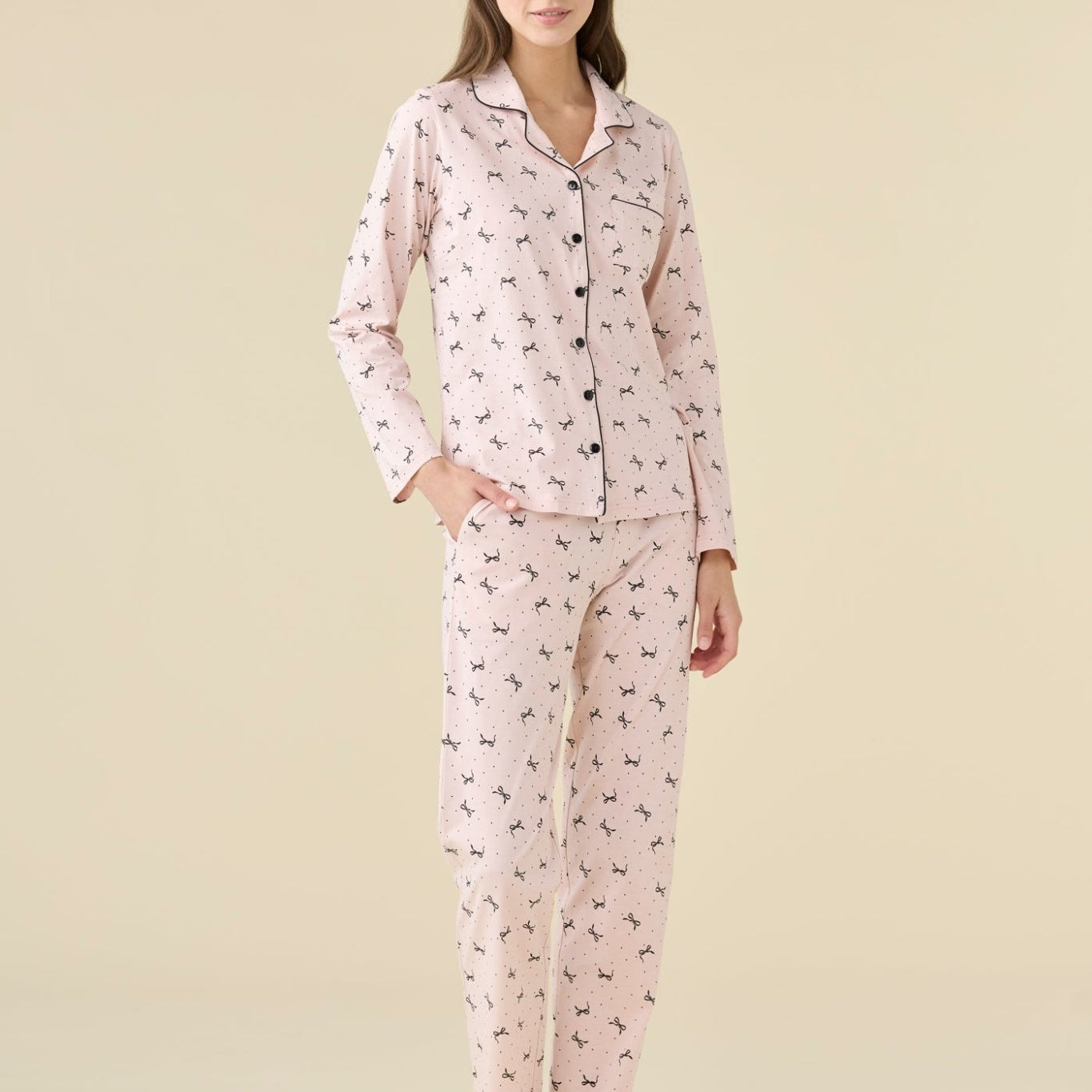 Pigiama Donna Lungo T. Uomo Noi Di Notte FA9505 - Biancheria da sogno Pedata