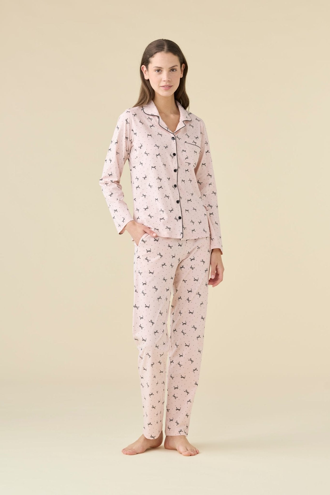 Pigiama Donna Lungo T. Uomo Noi Di Notte FA9505 - Biancheria da sogno Pedata
