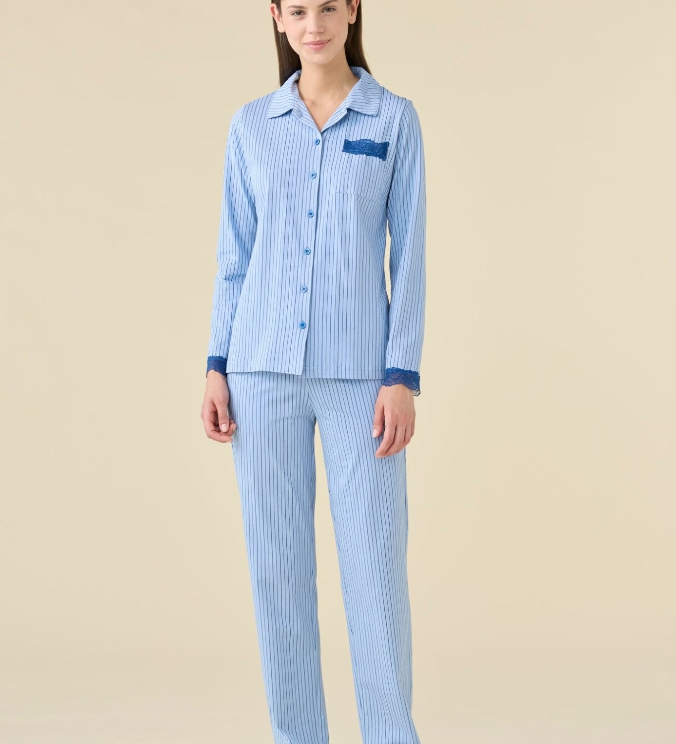 Pigiama Donna Lungo T.Uomo Noi Di Notte FA9508 - Biancheria da sogno Pedata