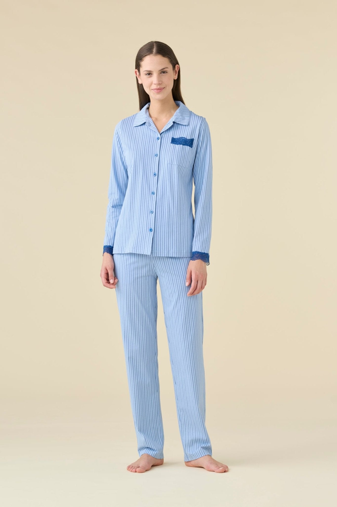 Pigiama Donna Lungo T.Uomo Noi Di Notte FA9508 - Biancheria da sogno Pedata