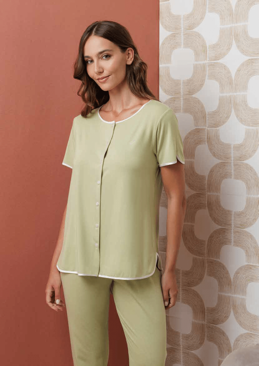 Pigiama Donna M/M P/L Aperto in Bambu Andra 9987 - Biancheria da sogno Pedata