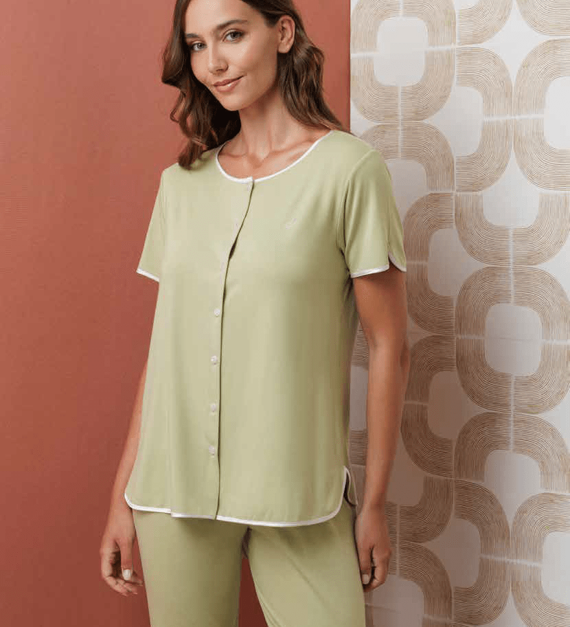 Pigiama Donna M/M P/L Aperto in Bambu Andra 9987 - Biancheria da sogno Pedata
