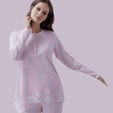 Pigiama Donna Serafino Caldo Cotone Amadine D2981 - Biancheria da sogno Pedata