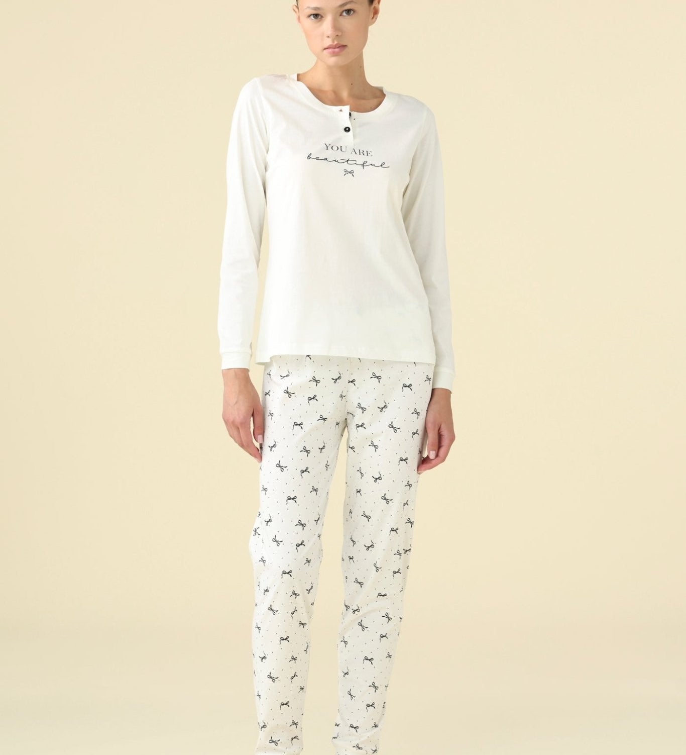 Pigiama Donna Serafino Cotone M/L P/L Noi DI Notte FA9463 - Biancheria da sogno Pedata