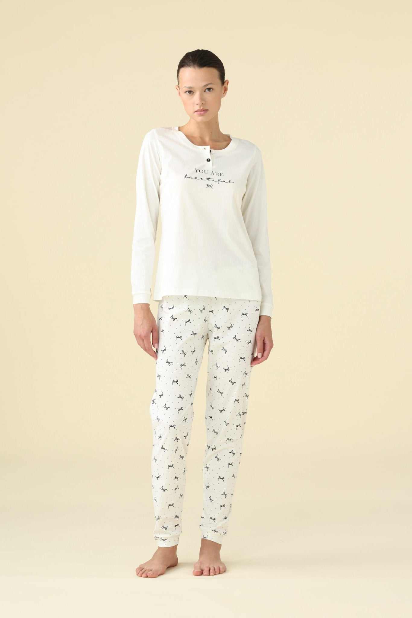 Pigiama Donna Serafino Cotone M/L P/L Noi DI Notte FA9463 - Biancheria da sogno Pedata