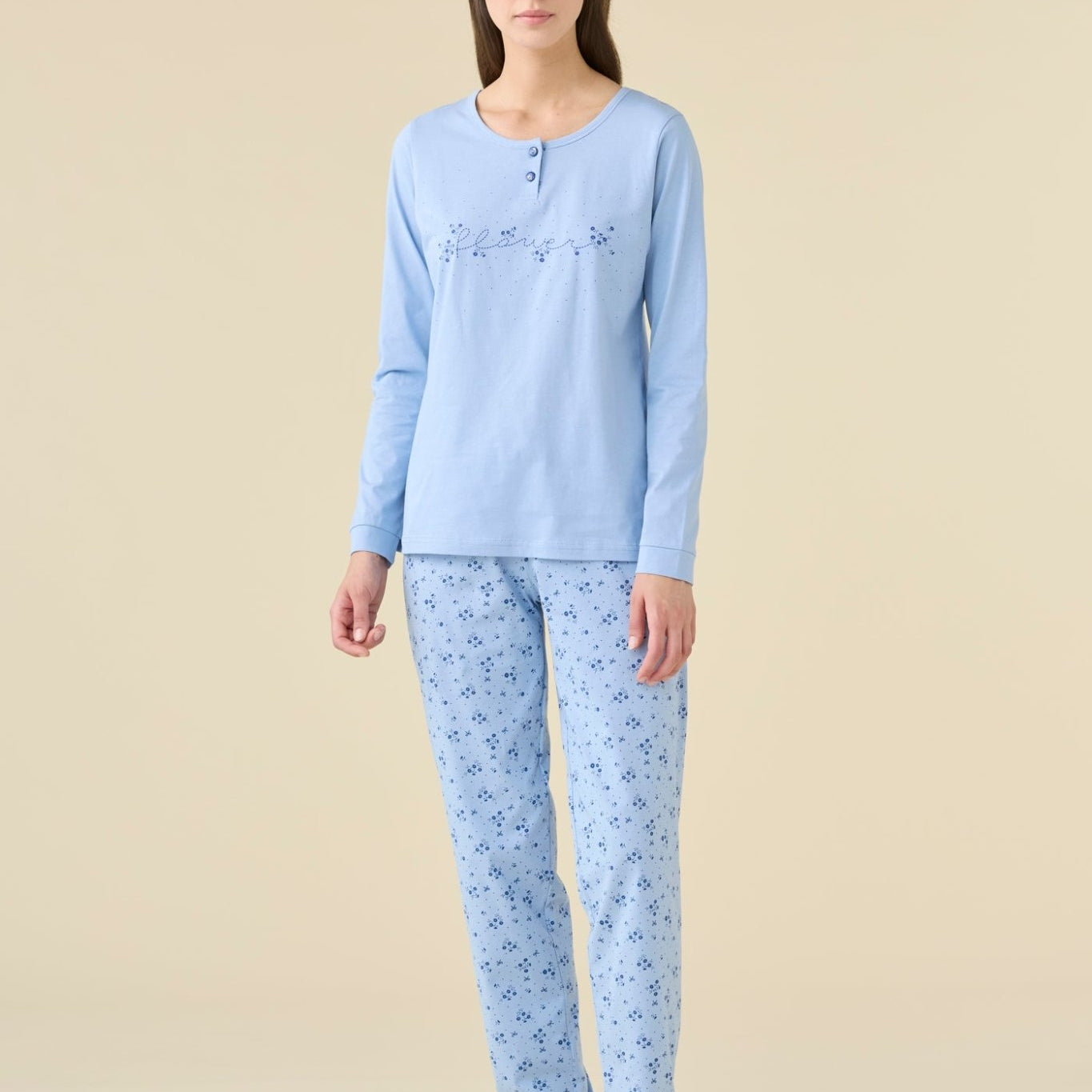 Pigiama Donna Serafino Cotone M/L P/L Noi DI Notte FA9466 - Biancheria da sogno Pedata