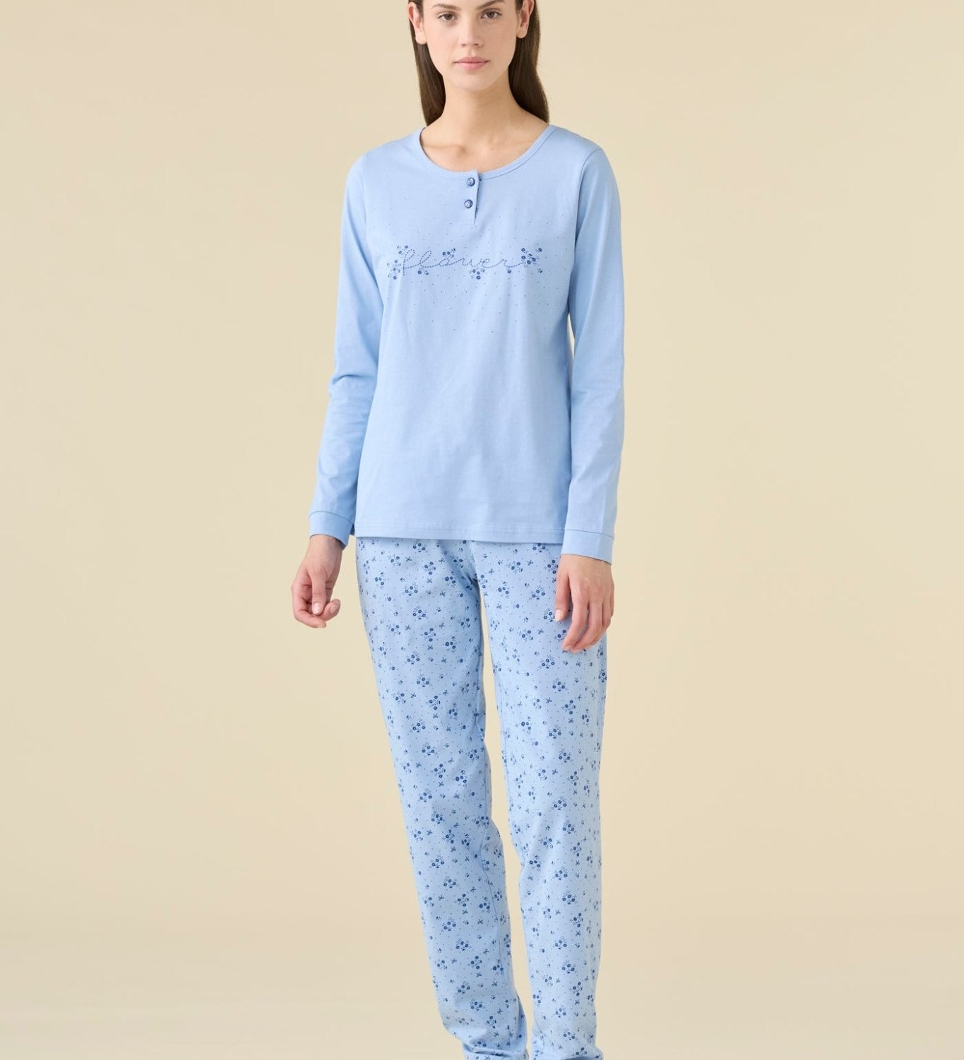 Pigiama Donna Serafino Cotone M/L P/L Noi DI Notte FA9466 - Biancheria da sogno Pedata