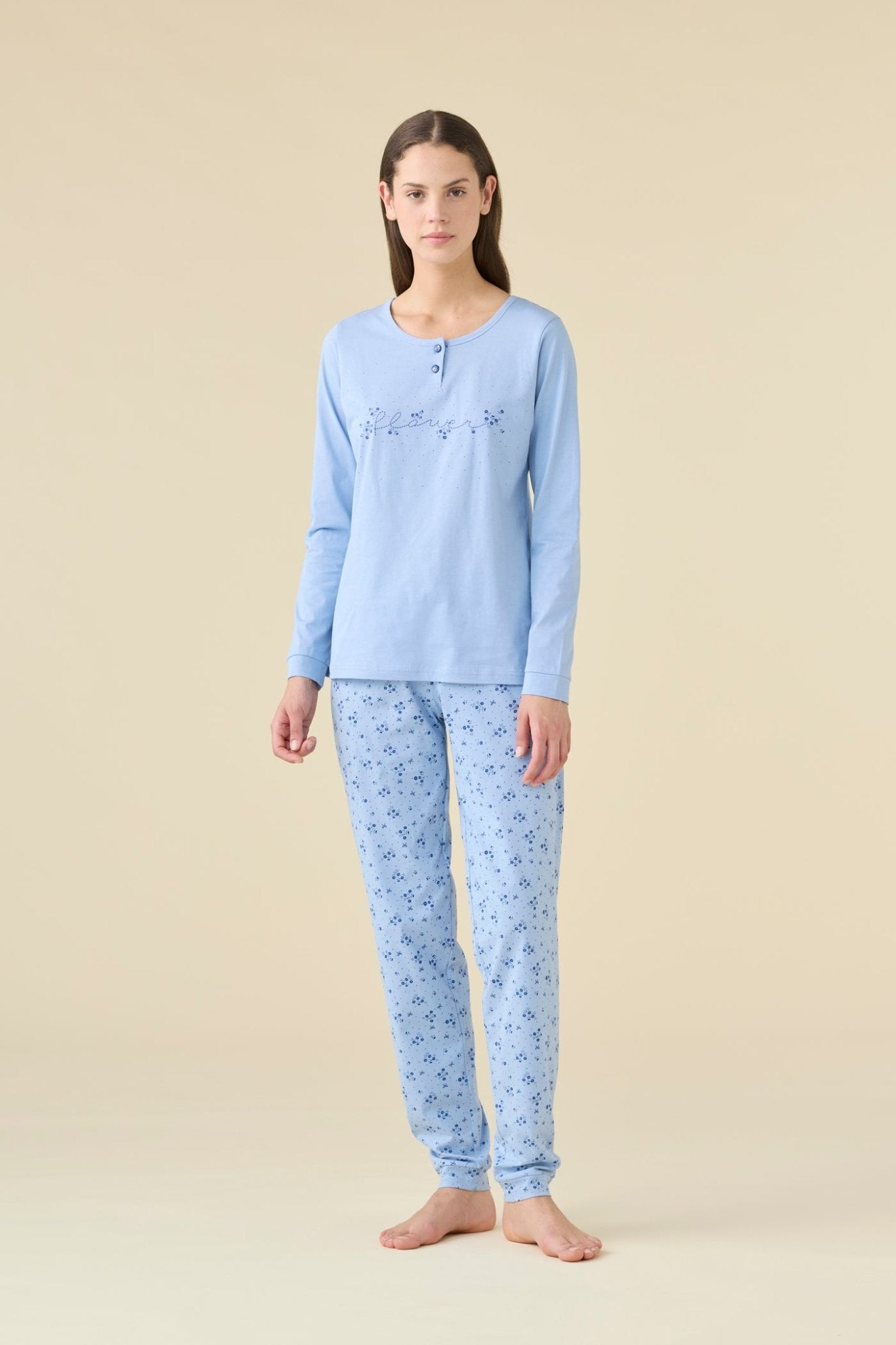 Pigiama Donna Serafino Cotone M/L P/L Noi DI Notte FA9466 - Biancheria da sogno Pedata