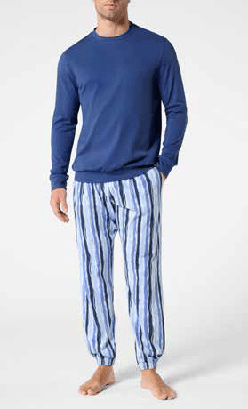 Pigiama Girocollo Lungo Uomo Cotone Perofil VPRT93398 - Biancheria da sogno Pedata