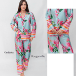 Pigiama Lungo Donna Raso Filo D'Angelo Orchidea Bouganville - Biancheria da sogno Pedata
