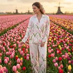 Pigiama Lungo Donna Raso Filo D'Angelo Orchidea Tulipano - Biancheria da sogno Pedata