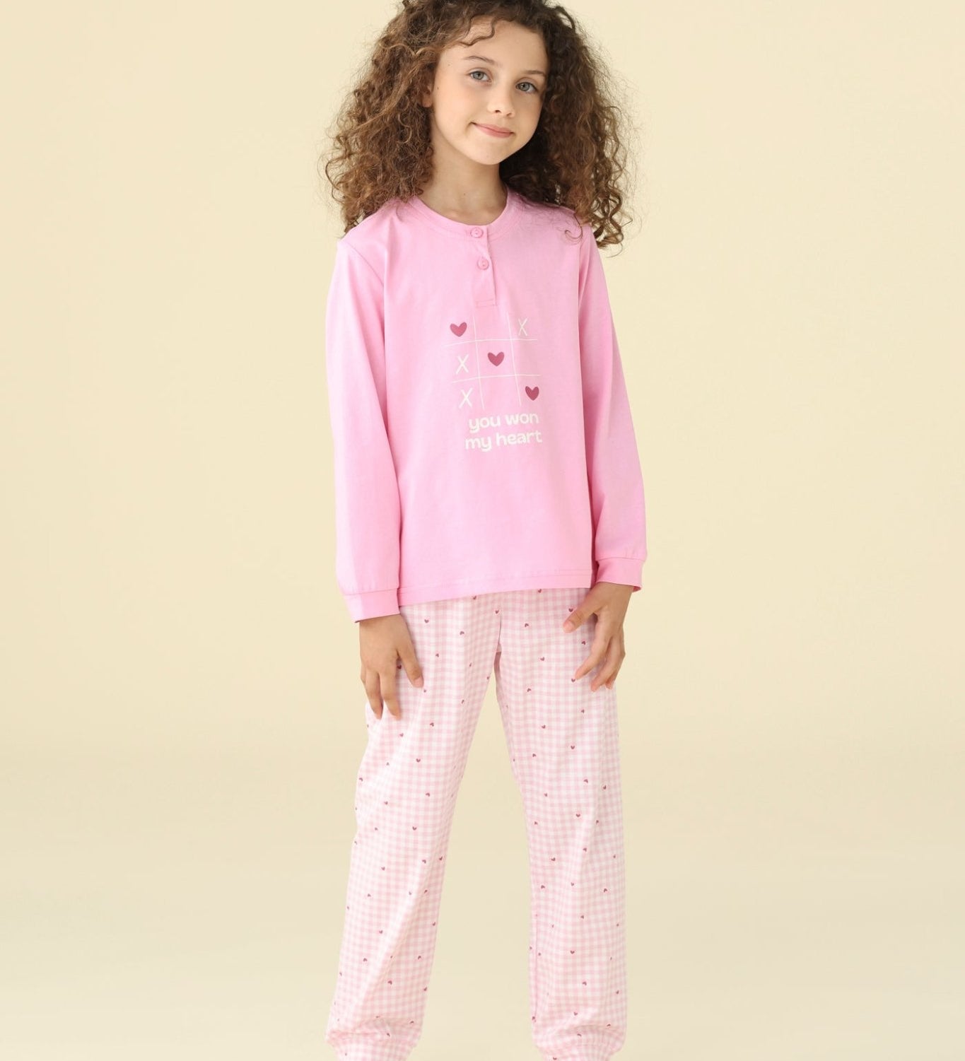 Pigiama Lungo Serafino Bambina Noi Di Notte FE2605 - Biancheria da sogno Pedata