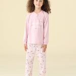 Pigiama Lungo Serafino Cotone Bimba Noi Di Notte FE2603 - Biancheria da sogno Pedata