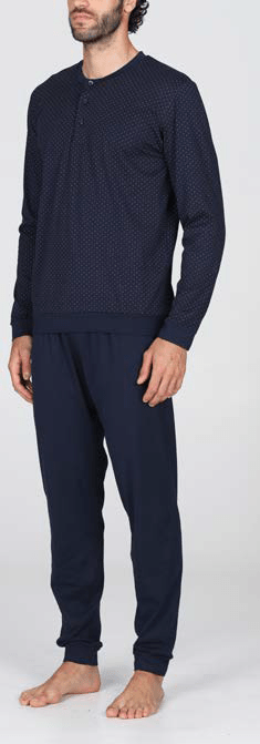 Pigiama Lungo Serafino Cotone Uomo Julipet JAL494 - Biancheria da sogno Pedata