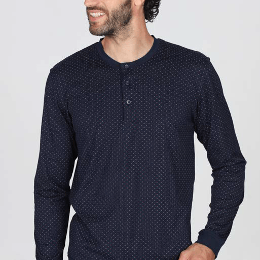 Pigiama Lungo Serafino Cotone Uomo Julipet JAL494 - Biancheria da sogno Pedata