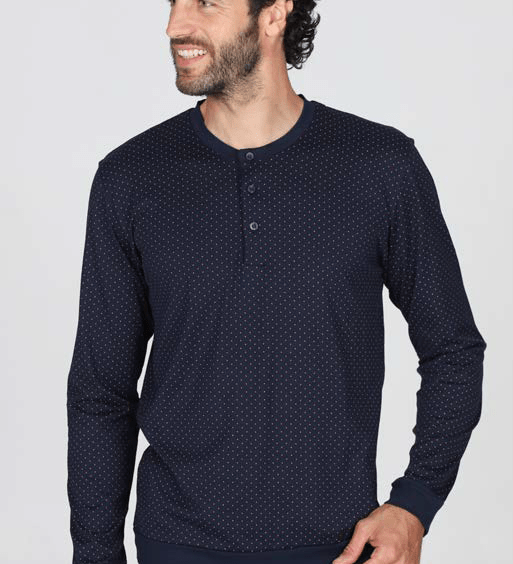 Pigiama Lungo Serafino Cotone Uomo Julipet JAL494 - Biancheria da sogno Pedata