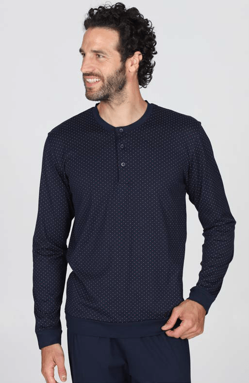 Pigiama Lungo Serafino Cotone Uomo Julipet JAL494 - Biancheria da sogno Pedata