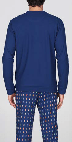 Pigiama Lungo Serafino Cotone Uomo Julipet JAL680 - Biancheria da sogno Pedata