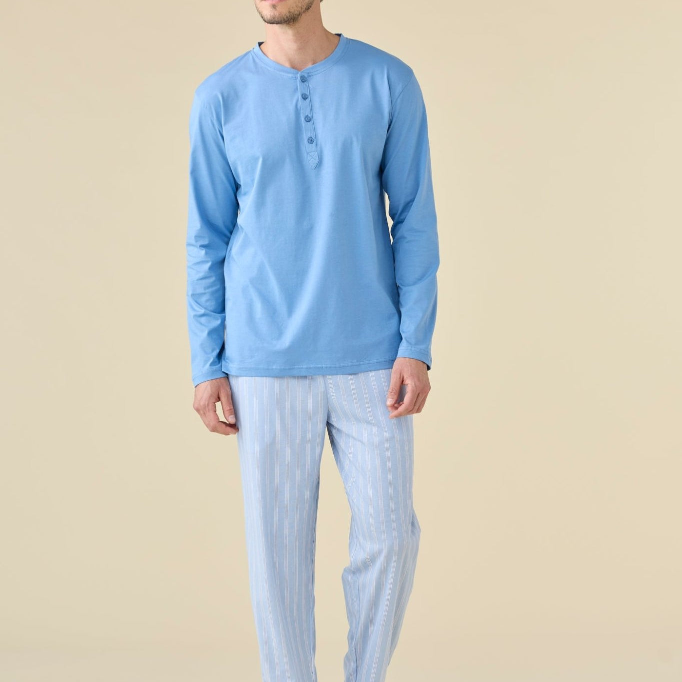 Pigiama Lungo Serafino Uomo Noi Di Notte FC3228 - Biancheria da sogno Pedata