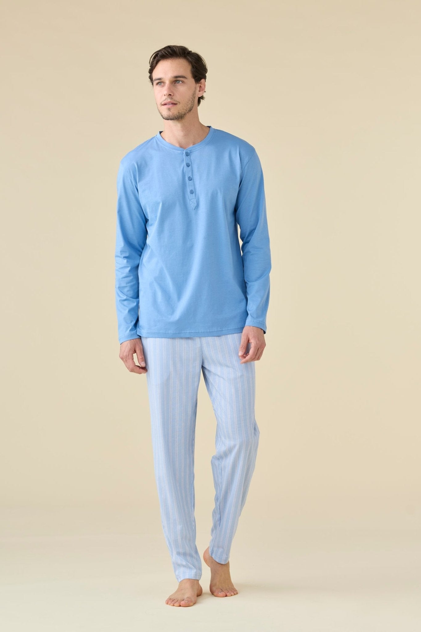 Pigiama Lungo Serafino Uomo Noi Di Notte FC3228 - Biancheria da sogno Pedata