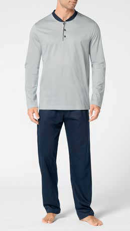Pigiama Lungo Serafino Uomo Perofil VPRT93367 Basic - Biancheria da sogno Pedata