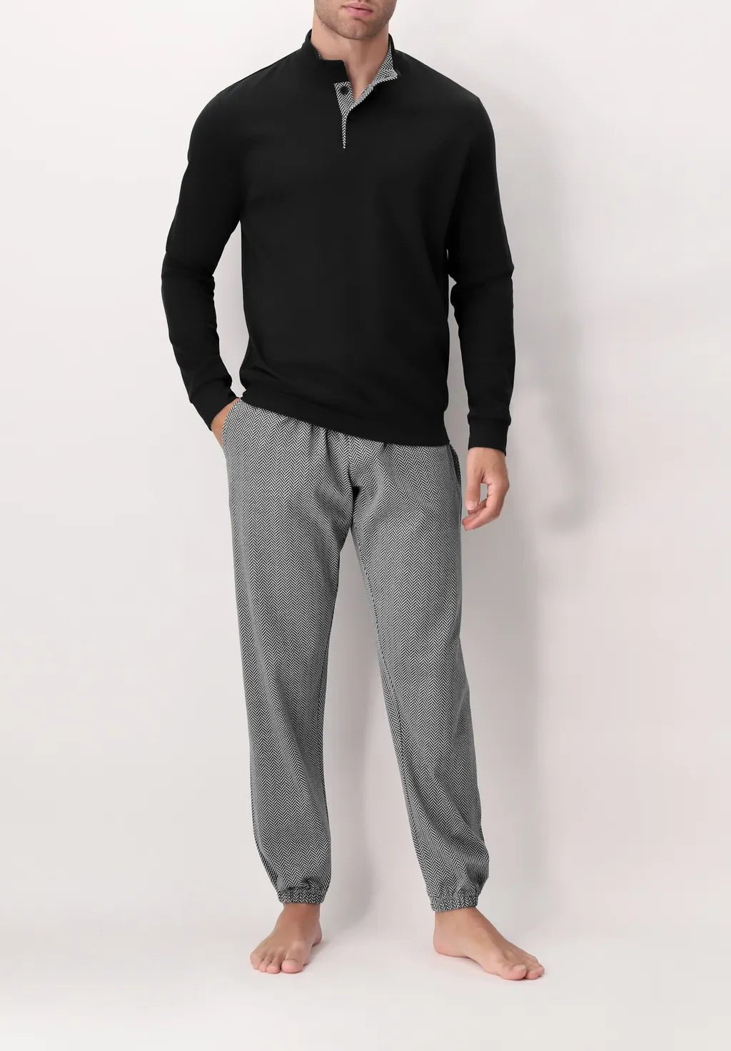 Pigiama Perofil Lupetto con Bottoni Stampa Chevron - Biancheria da sogno Pedata