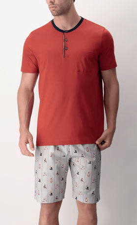 Pigiama Perofil Serafino Corto Stampa Teddy - Biancheria da sogno Pedata